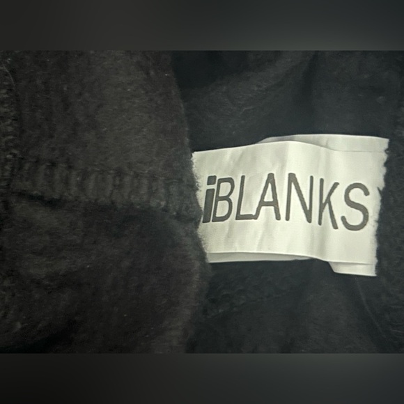 iBlanks Black Fleece Joggers Thin Blue Line Flag Sweatpants Size Small - Picture 4 of 5